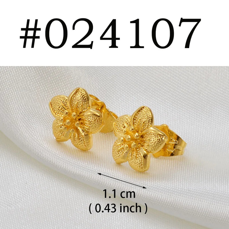 Floral Gold Stud Earrings