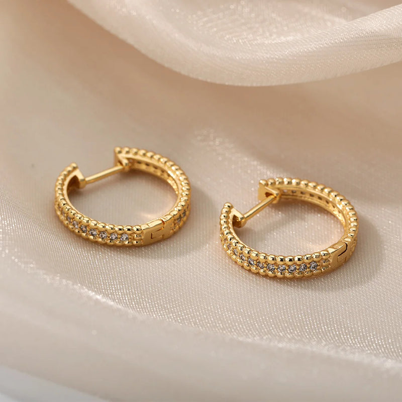 Double Row Sparkle Hoop Earrings