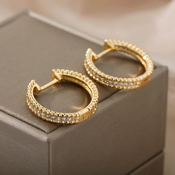 Double Row Sparkle Hoop Earrings