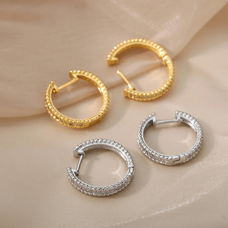 Double Row Sparkle Hoop Earrings