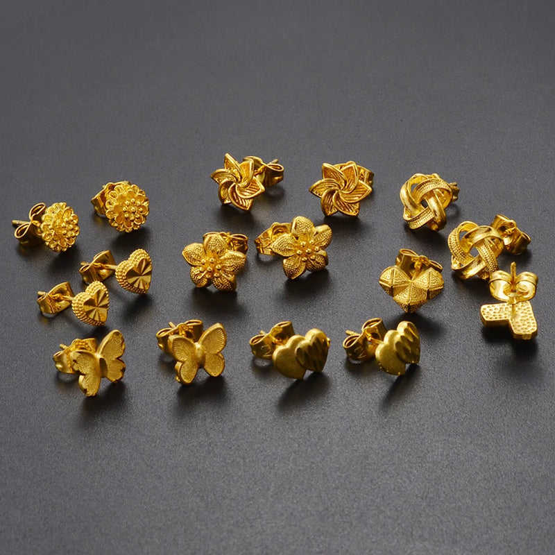 Floral Gold Stud Earrings