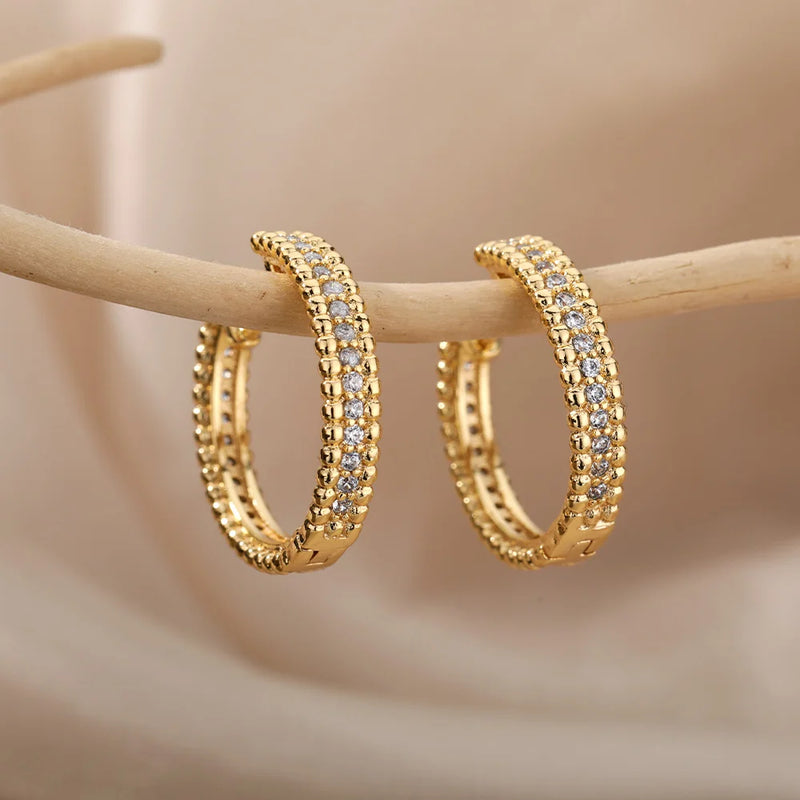 Double Row Sparkle Hoop Earrings