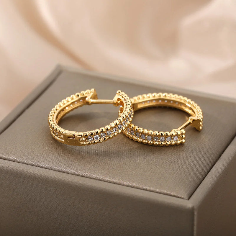 Double Row Sparkle Hoop Earrings