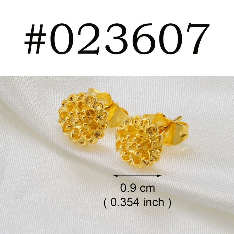 Floral Gold Stud Earrings