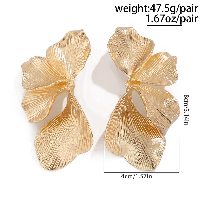 Metallic Petal Statement Earrings