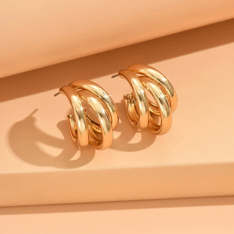 Luxe Link Triple Hoops