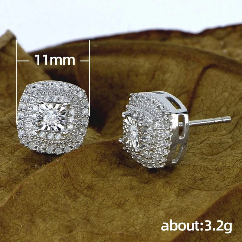 Sparkling Halo Cushion Stud Earrings