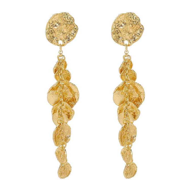 Metallic Ripple Statement Drop Earrings