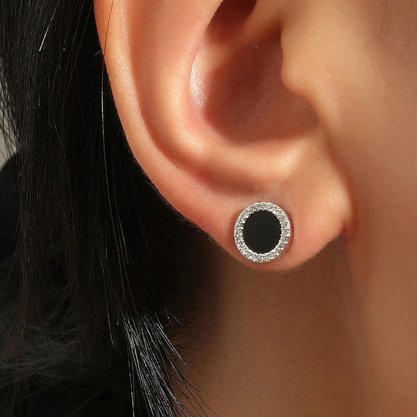 Black Enchant Round Stud Earrings