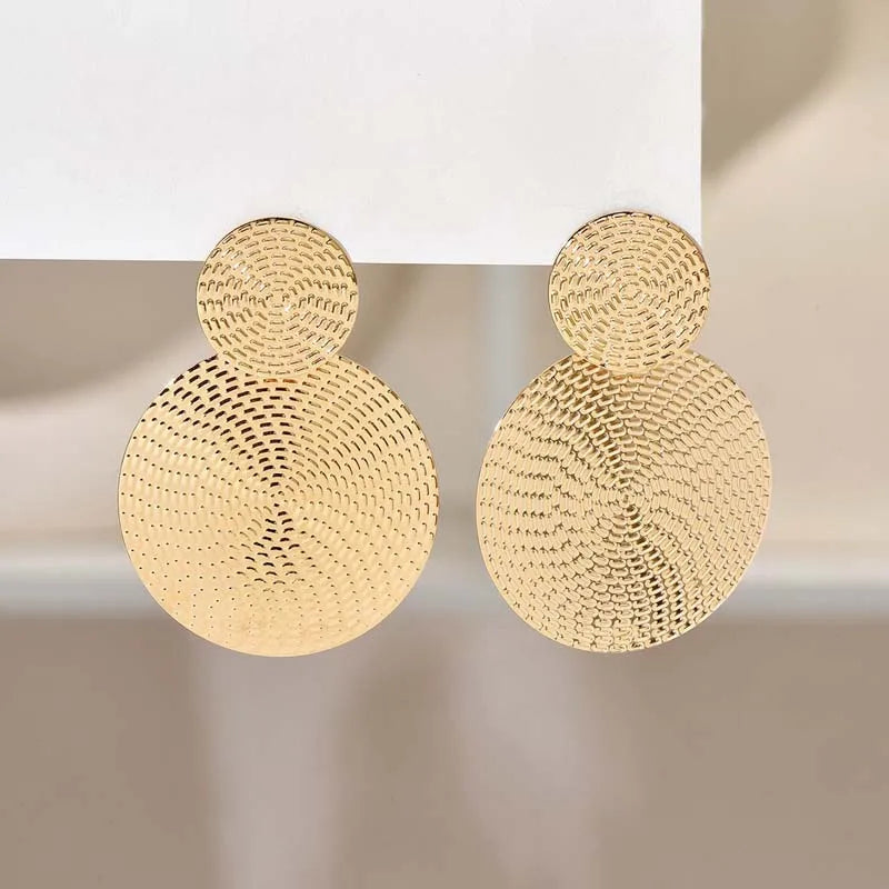 Textured Double Disc Statement Earrings