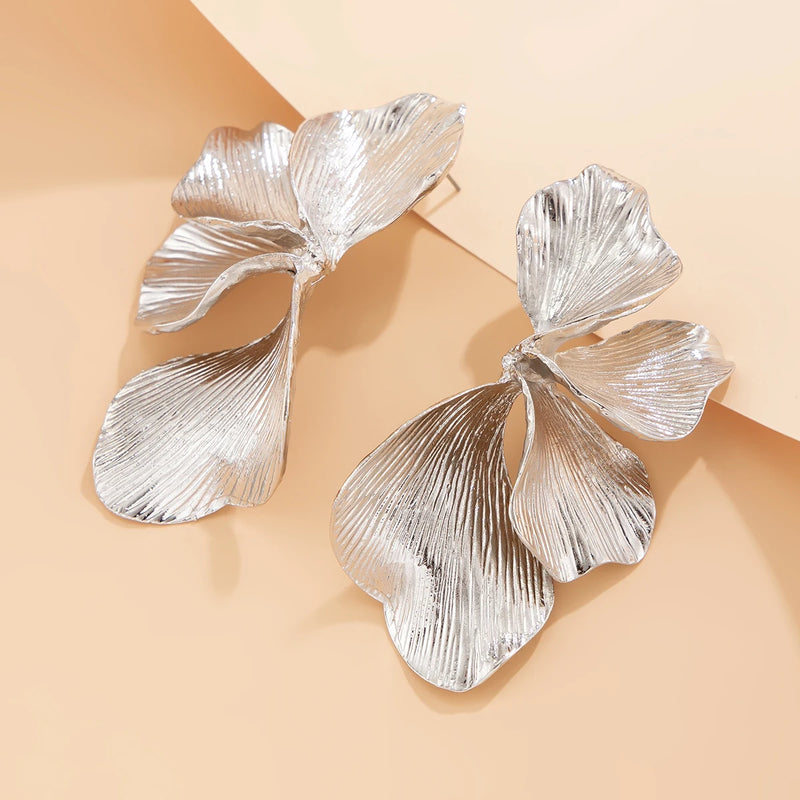 Metallic Petal Statement Earrings