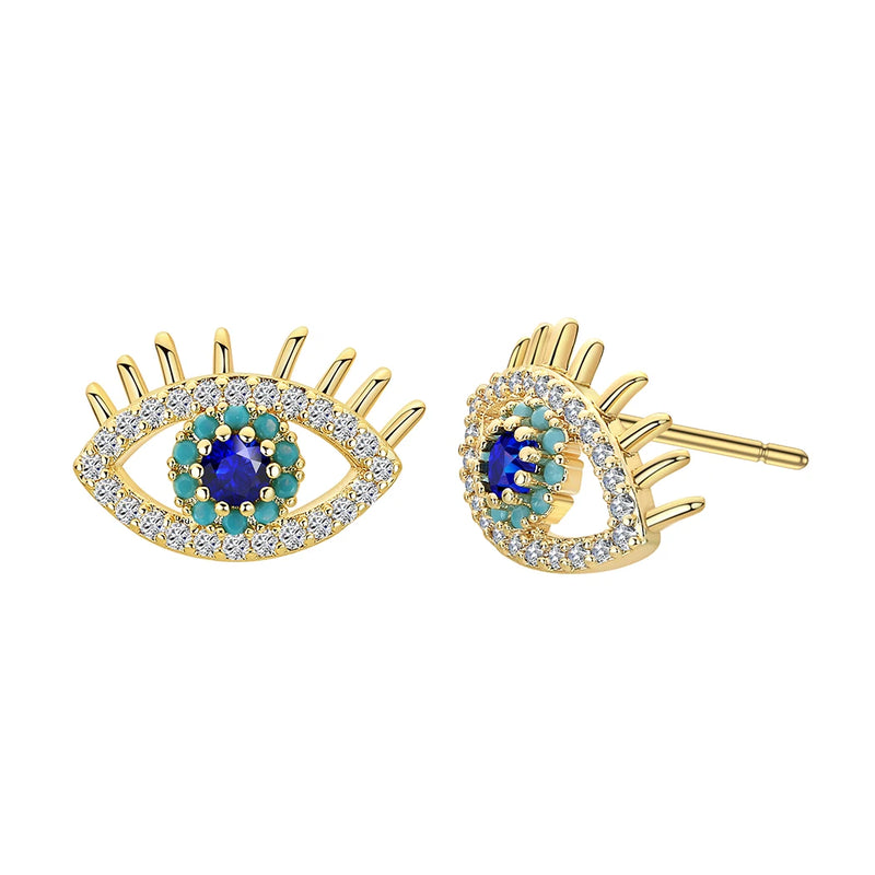 Sparkling Blue Eye Stud Earrings