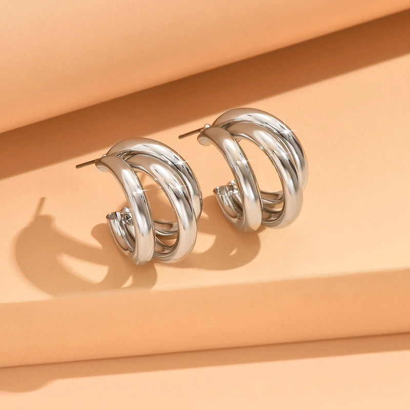 Luxe Link Triple Hoops
