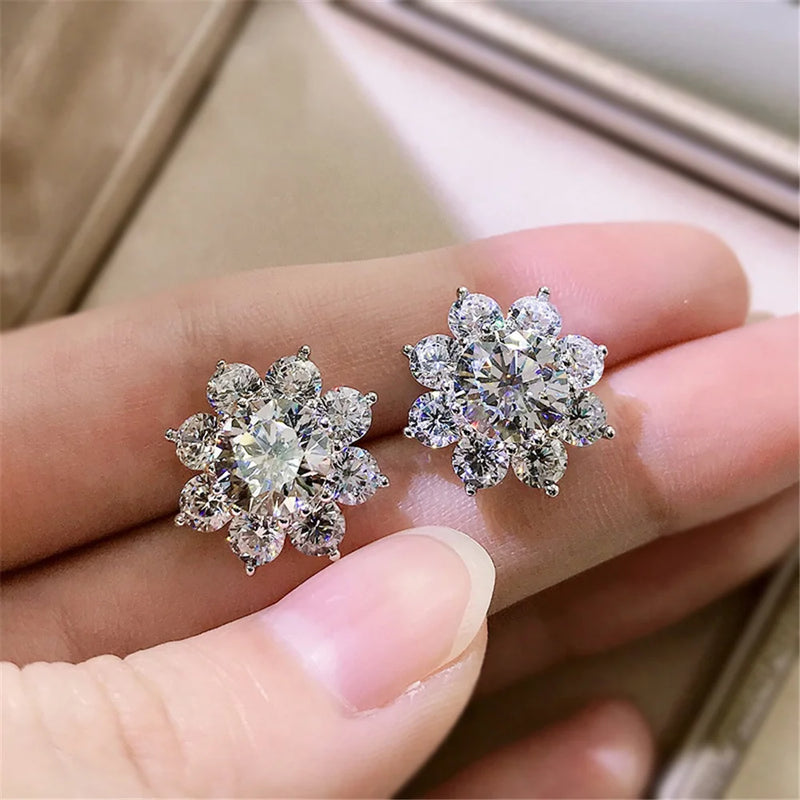 Radiant Snowflake Stud Earrings