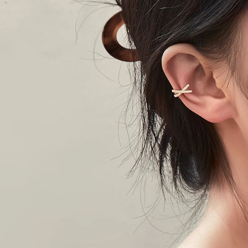 Crystal X-Shaped Ear Cuff