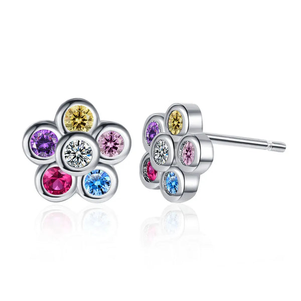 Rainbow Bloom Stud Earrings