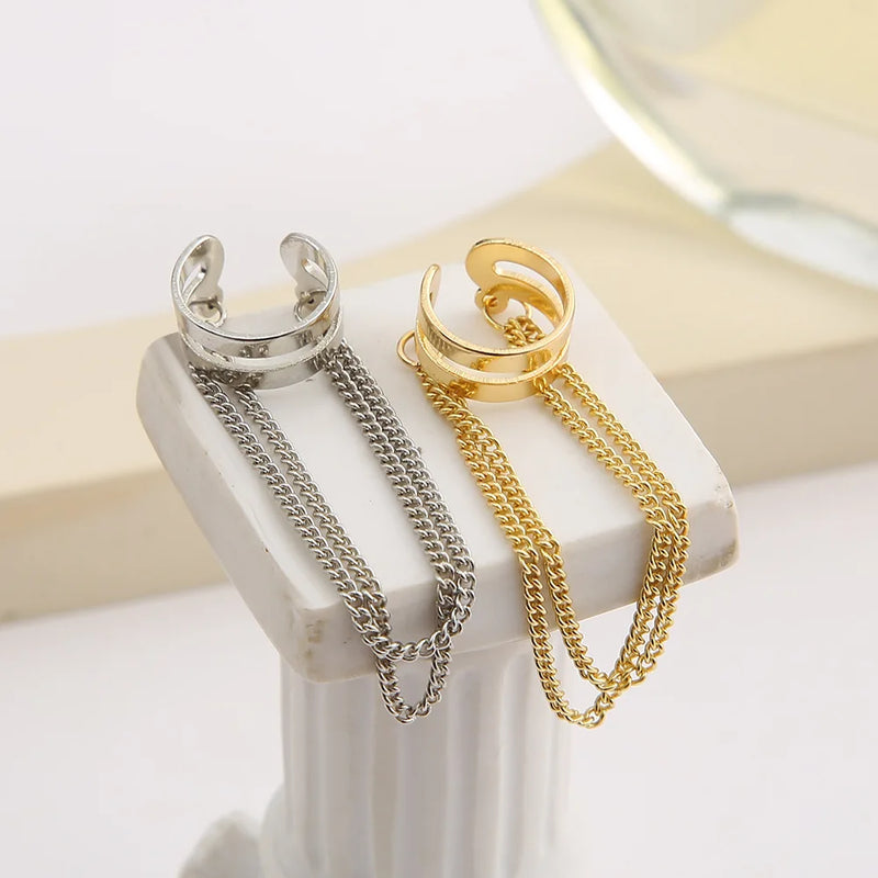 Minimalist Double Chain Earcuffs