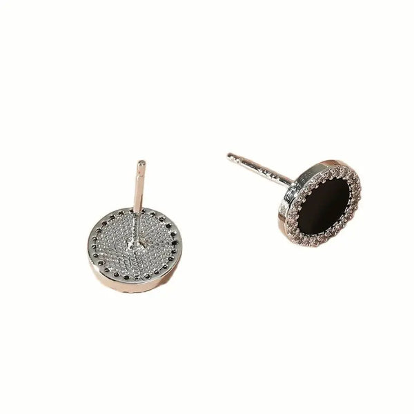 Black Enchant Round Stud Earrings