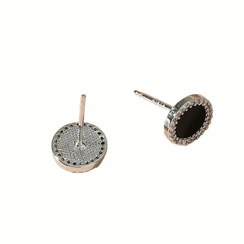 Black Enchant Round Stud Earrings