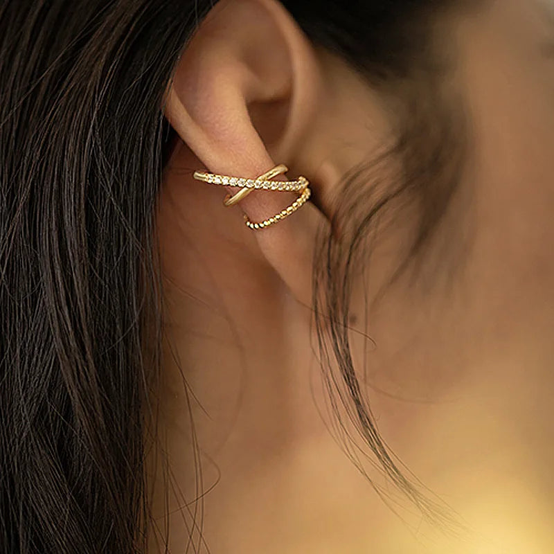 Triple Wrap Crystal Ear Cuff