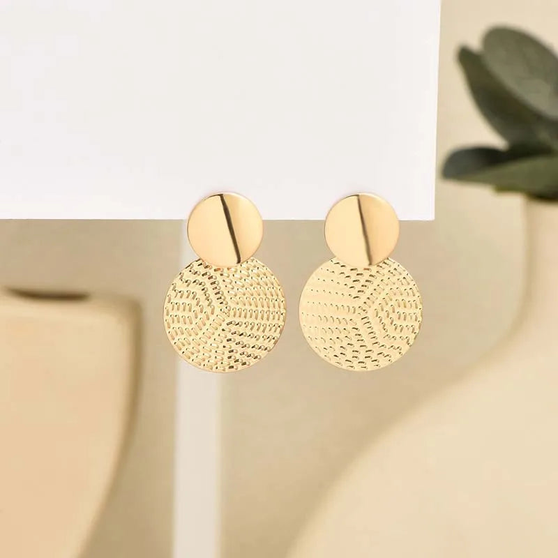 Textured Double Disc Statement Earrings