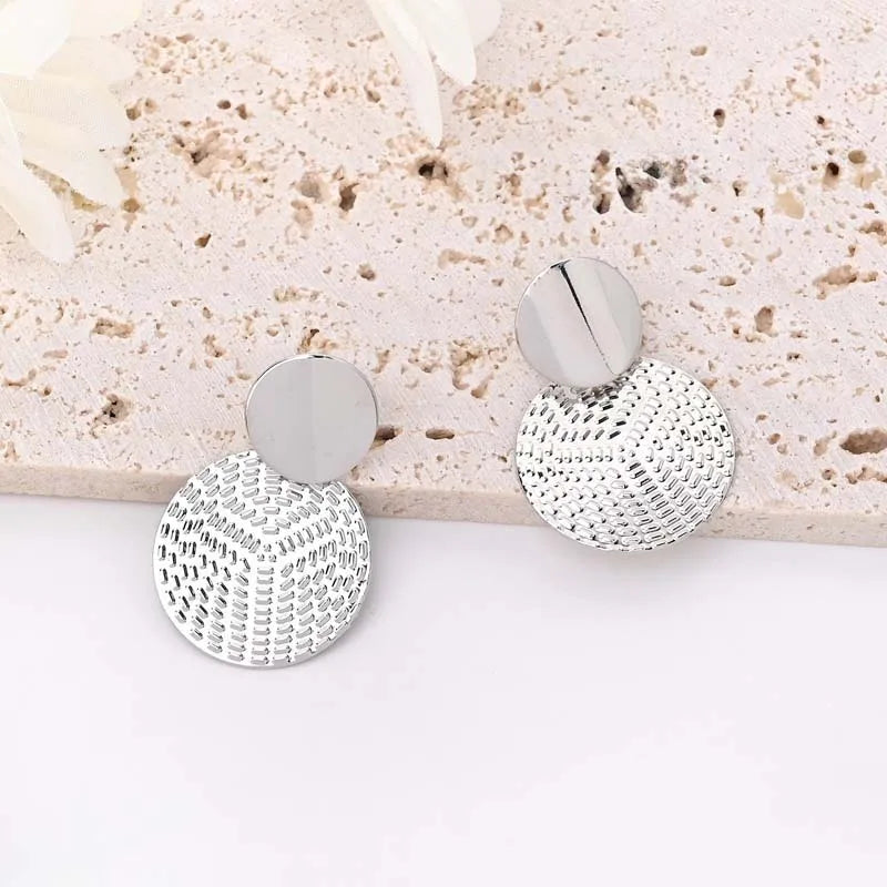Textured Double Disc Statement Earrings