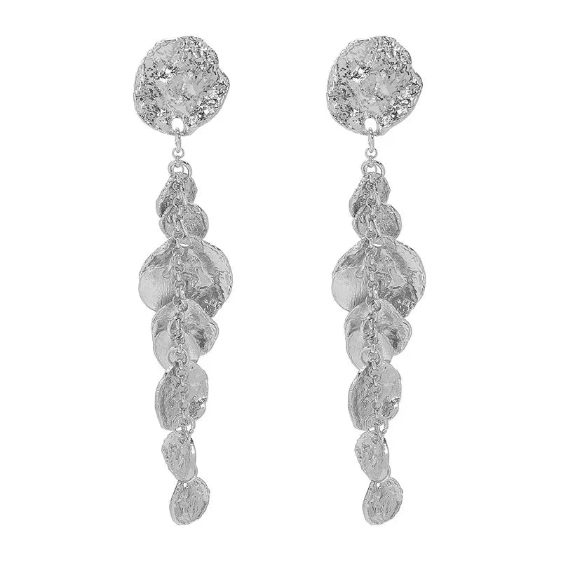 Metallic Ripple Statement Drop Earrings