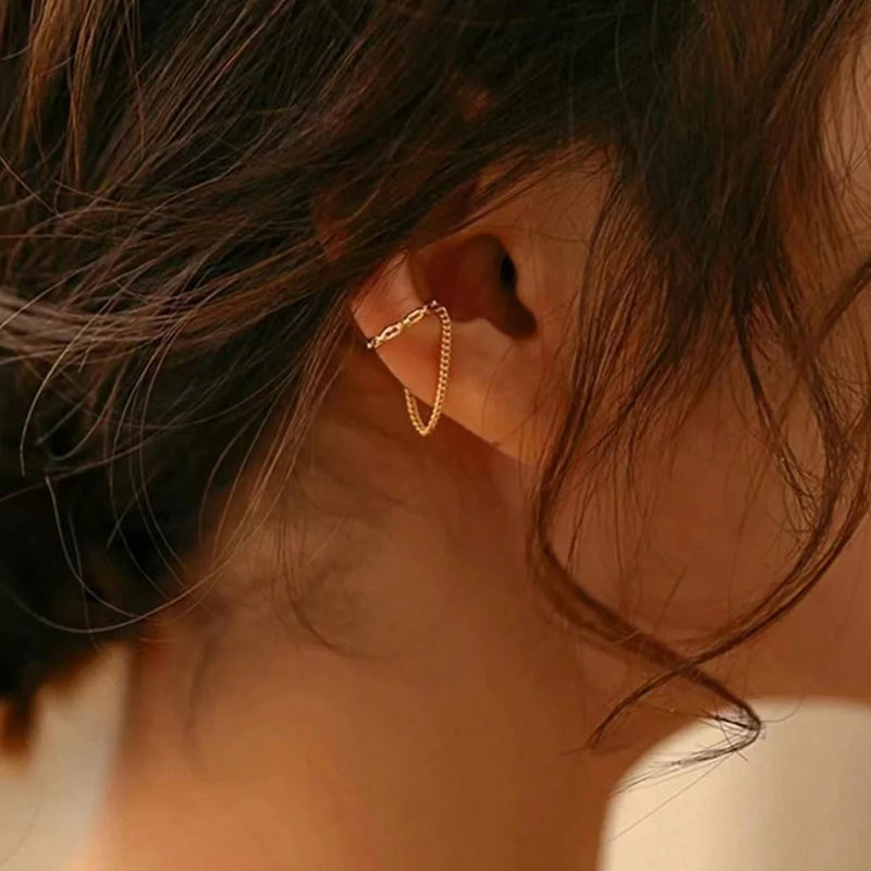 Sleek Gold Chain Ear Cuff