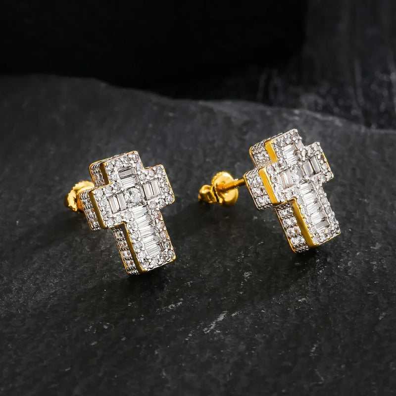 Iced Cross Stud Earrings