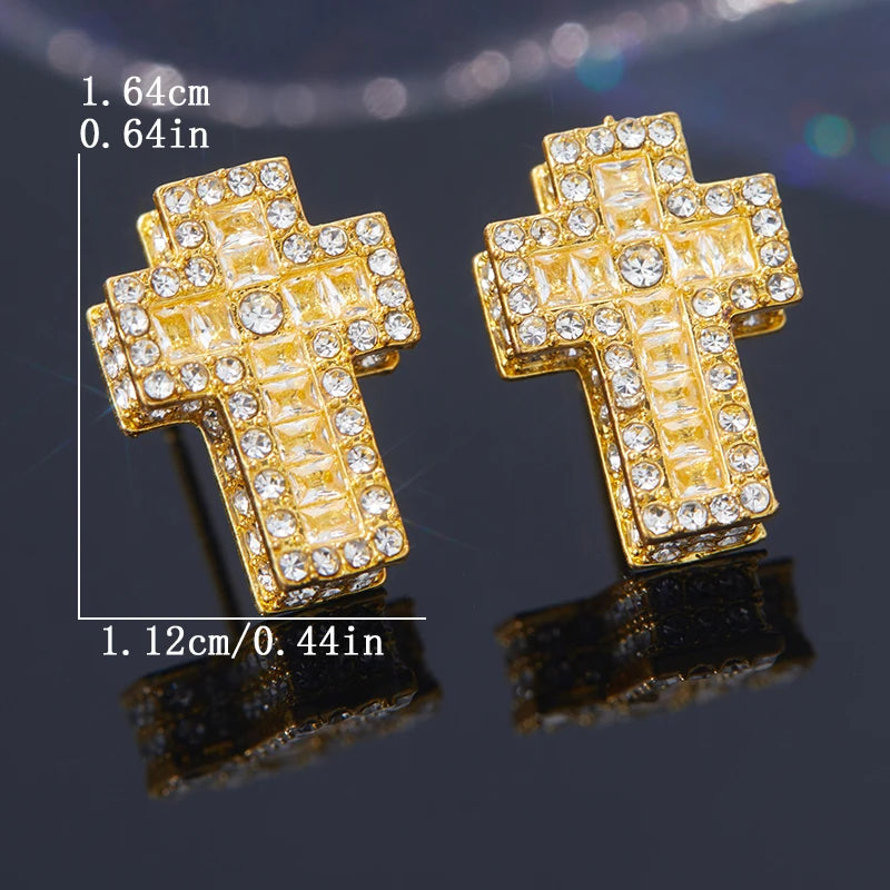 Iced Cross Stud Earrings