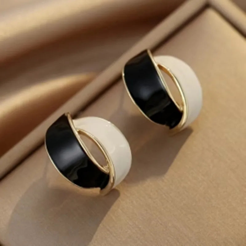 Dual Tone Enamel Hoop Earrings