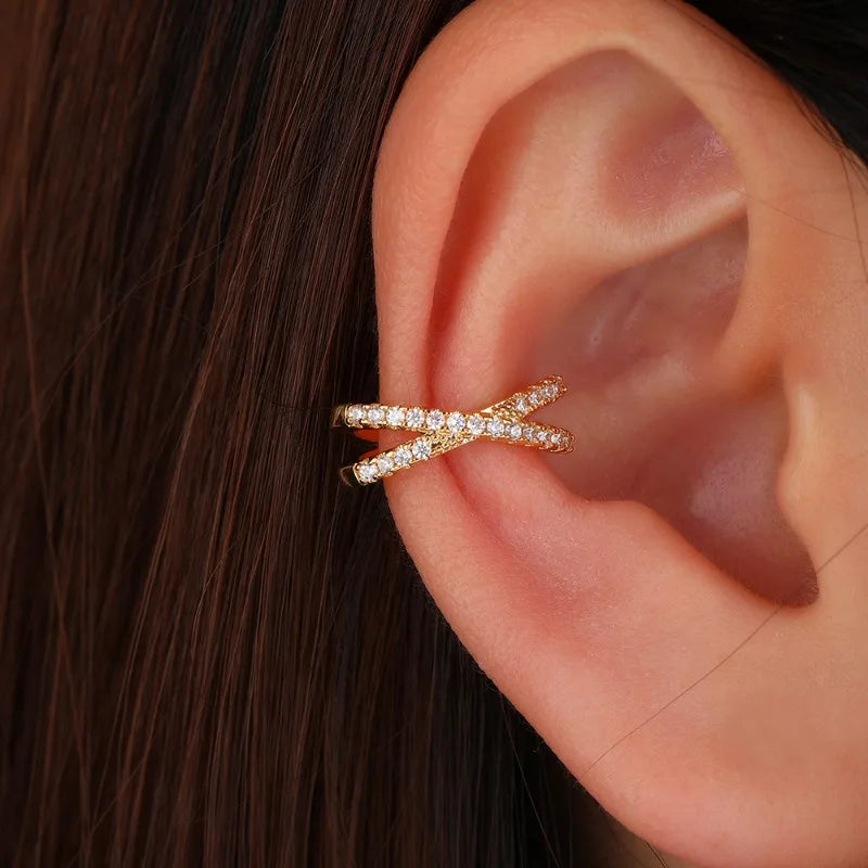 Crystal X-Shaped Ear Cuff