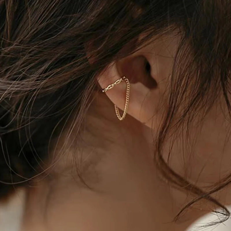 Sleek Gold Chain Ear Cuff