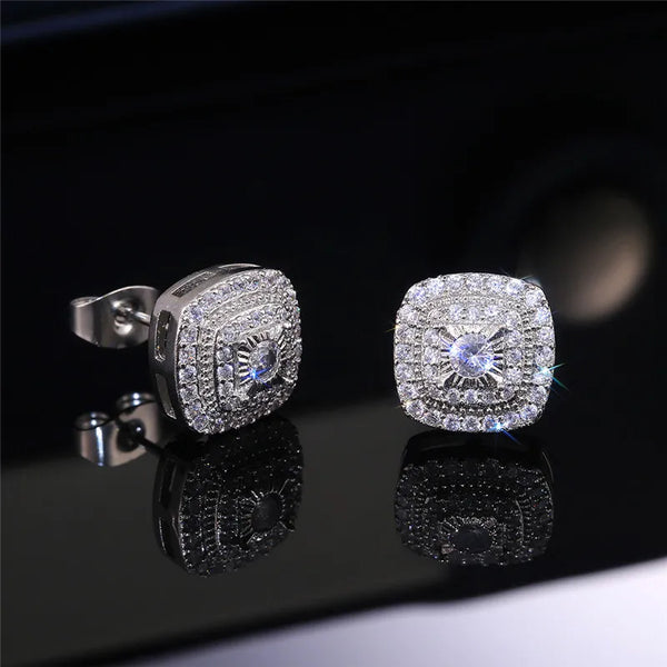 Sparkling Halo Cushion Stud Earrings