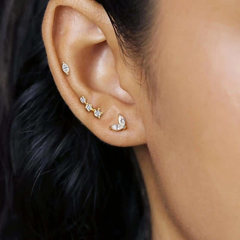 Crystal Bloom Stud Earring Set