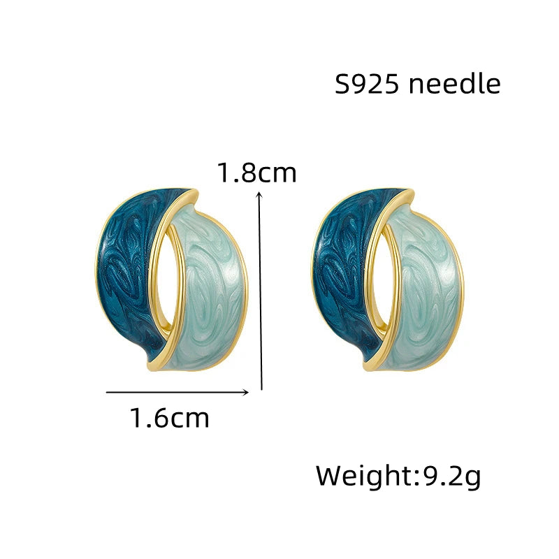 Dual Tone Enamel Hoop Earrings