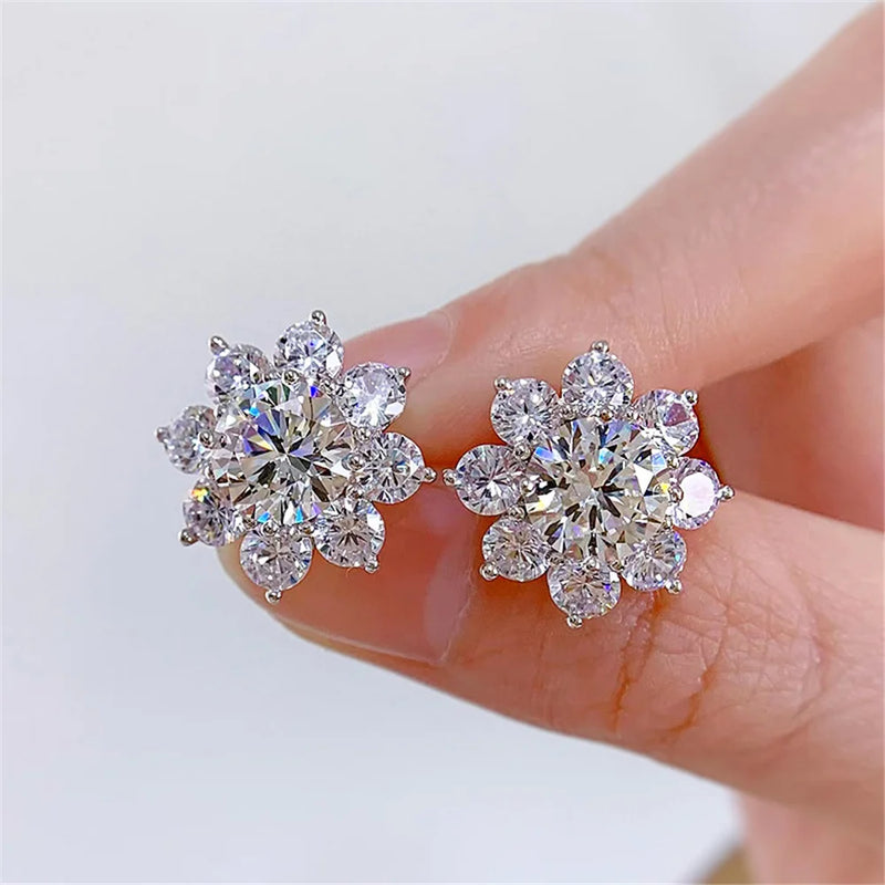 Radiant Snowflake Stud Earrings
